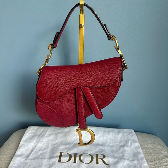 Dior Handbags - Dior Mini Red Saddle Bag